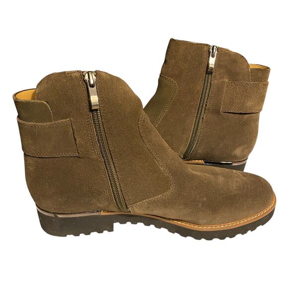 FRANCO SARTO 8M Brown Suede Leather Booties L-Chevelle Side Zip Boots READ - Picture 4 of 15
